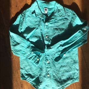 Janie and Jack Turquoise Linen Button Down Shirt